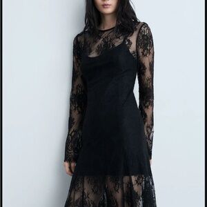 MANGO Black Lace Dress